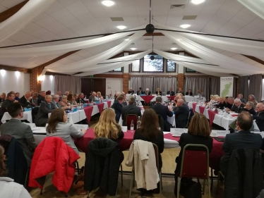 Councillors from Suffolk Coastal and Waveney gather for the historic simultaneous full council meeting